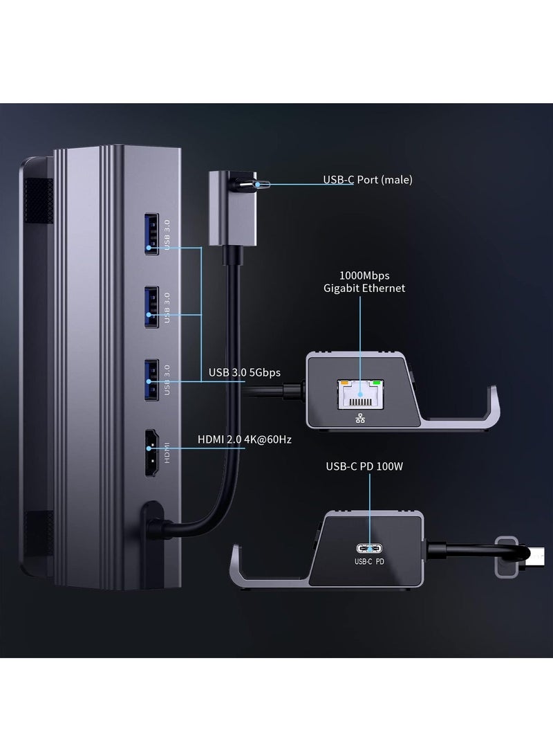 Docking Station, 6-in-1 Dock with HDMI 2.0 4K@60Hz, Gigabit Ethernet, 3 USB 3.0 and 100W USB C Charging Port for Steam Deck and Asus Rog Ally - Image 2